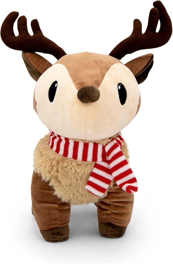 Plush Reindeer Stuffed Animal - Holiday Deer Characters with Antlers Toy for Kids - Christmas Decor Animals - Small Plushie Toys - 12 Inch - Ralphie
