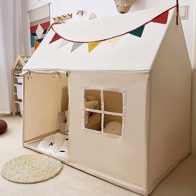 Kids Tent Indoor Playhouse, Kids Play Tent Large Kid Playhouse Toys Toddler Tent Play House with Pennant Banners