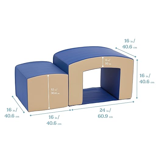ECR4Kids SoftZone Junior Mix n' Match Tunnel and Bump, Beginner Playset, French Blue, 2-Piece