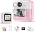 Kids Camera for Girls, 1080P Instant Print Camera, Kids Christmas Birthday Gifts Girls Toys, Children Digital Camera with 32GB Card, Toddler Camera Portable Toys for 3 4 5 6 7 8 9 Year Old Girl Pink