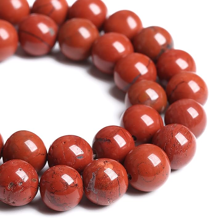 8MM 45PCS Natural Stone Chinese Red Jaspers Spacer Beads for Jewelry Making DIY Bracelet