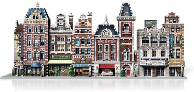 Wrebbit3D Cinema 3D Puzzle | Urbania Collection | 300 Jigsaw Puzzle Pieces | Charming and Unique Streetscape of a Small Town