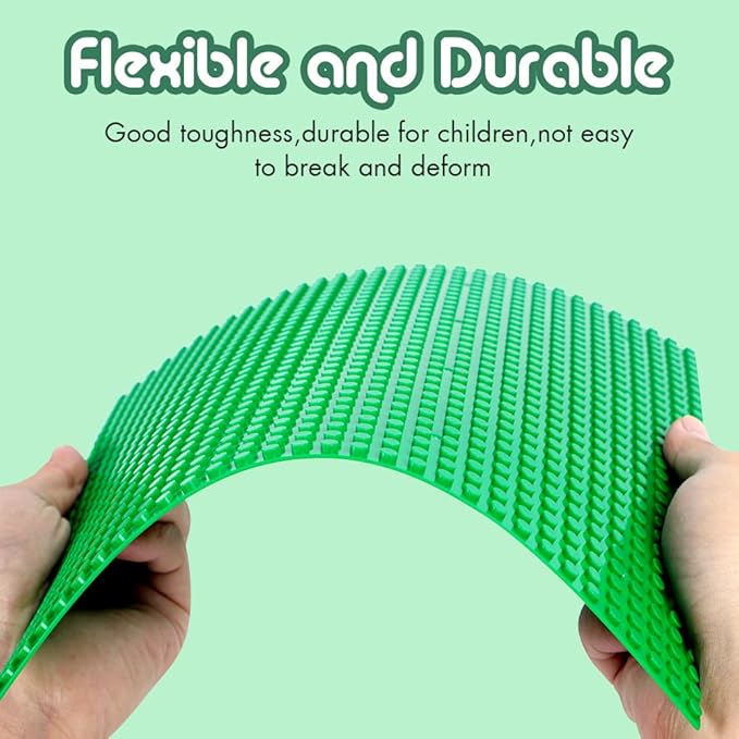 Lekebaby Classic Baseplates Building Base for Building Bricks 100% Compatible with Major Brands-Baseplate 10" x 10", Pack of 12, Green