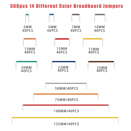 560 Jumper Wires Kit 14 Lengths Assorted Preformed Breadboard Jumper Wire, for Prototyping Solder Circuits, with Free Box