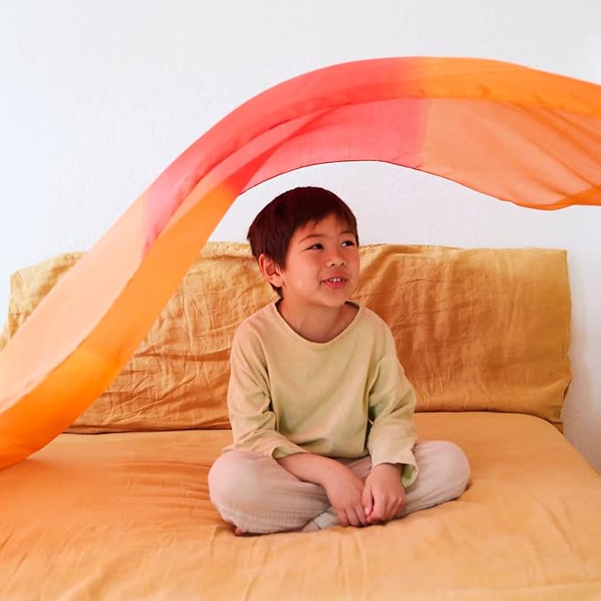 Sarah's Silks Giant Playsilk | 100% Silk Toy for Toddlers | Bright Colored Large Scarves for Fort Building and Pretend Play - Fire