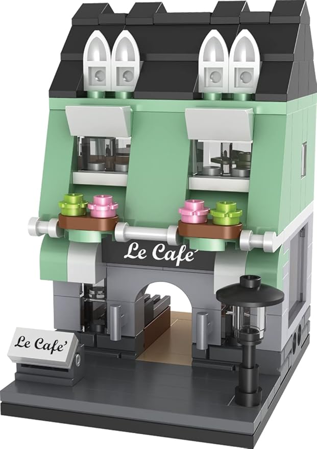 Brick Loot Mini City Parisian Restaurant “Le Café” – Lego-Compatible Modular Mini Bricks Café Building Set, City Blocks Kit for Kids & Adults, French Bistro Storefront DIY Model, Display Collectible