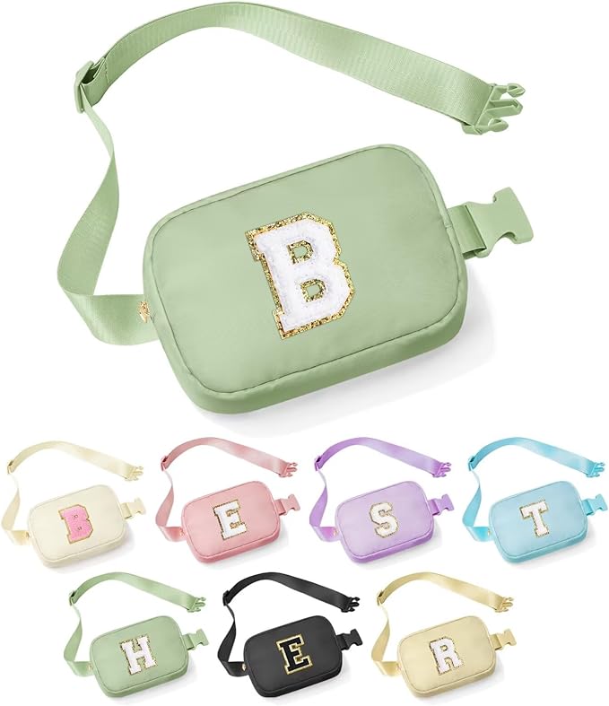 YOOLIFE Bridesmaid Gifts - Bridal Shower & Bachelorette Party Decorations, Green Initial Crossbody Bag