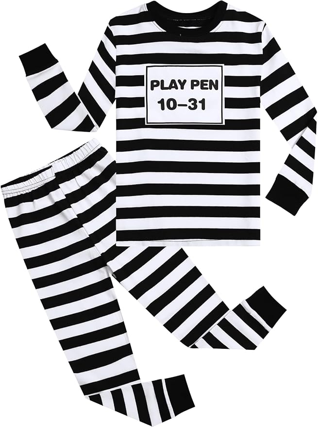 A&J DESIGN Pure Cotton Printed Pjs for 2-14 Years Kids, 2-Piece Long-Sleeved Pajamas Set