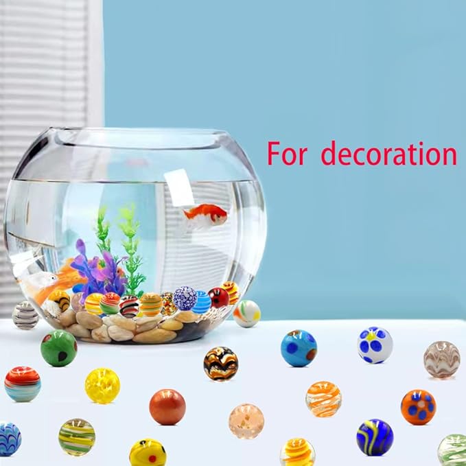 42pcs Marbles for Kids Enthusiasts 0.63 inch Small Handmade Glass Decoration Bulk Set for Marble Games Toy Cool Colored Unique Marbles