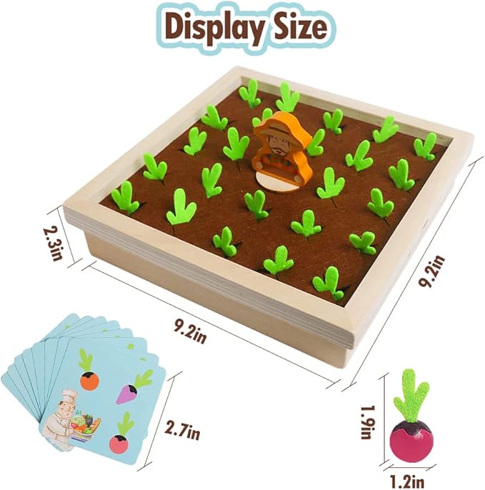 Skrtuan Montessori Toys for Toddlers 3 4 5 Years Old Boys Girls Baby, Wooden Toy Carrot Harvest Game, Educational Toys Shape Sorting Matching Puzzle, Memory Game Fine Motor Skill Gifts for Kids 3-5