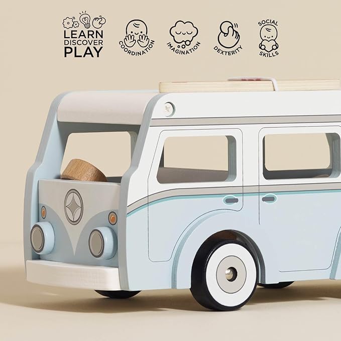 Le Toy Van - Wooden Holiday Campervan with Detachable Surfboard | Suitable for 3 Year Old +