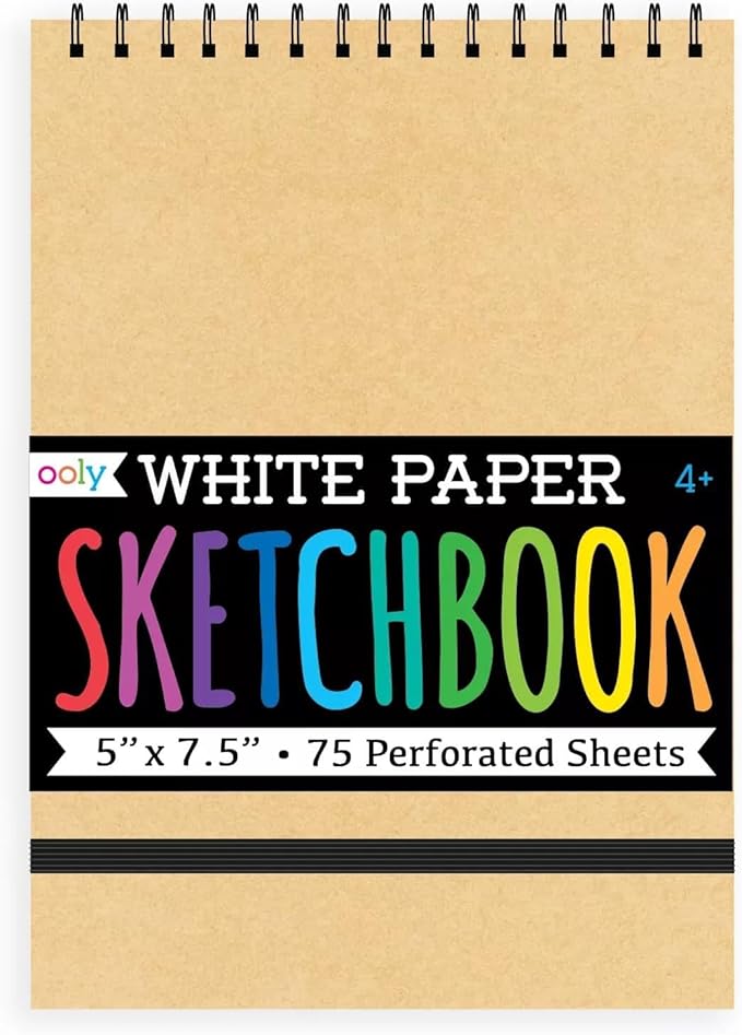 OOLY DIY Cover Small Sketchbook, 5 x 7.5 Inches, White Paper Sketchbook, Drawing Book for Kids, Artists Drawing Pad for Gel Pens