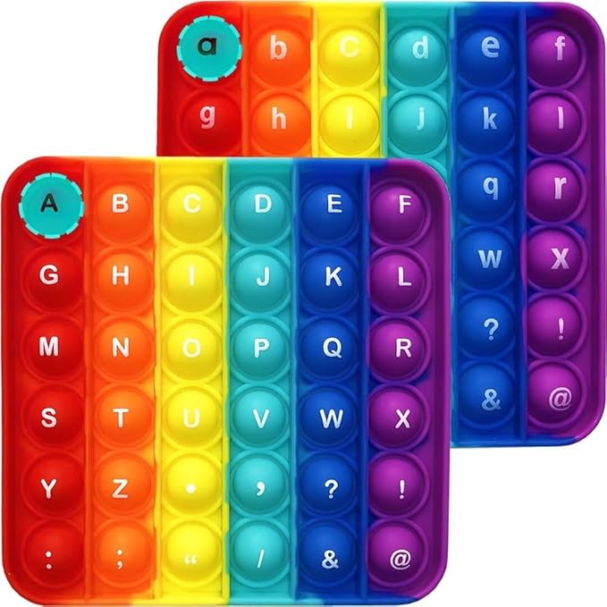 Alphabet Popper Fidggety Toy, Stress Relief Sensory Popping Game, Preschool Montessori Uppercase Lowercase Matching Game, ABC Letter Learning Educational Block (2 pcs Uppercase+Lowercase)