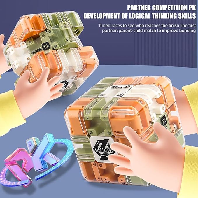Large 3D Labyrinth Cube Puzzle, 3D Magic Cube Maze Ball Puzzle, Spatial Awareness Brain Training Toy for Stress Relief & Logic Development, Educational Focus Game Gift for Adults Teens(2PCS)