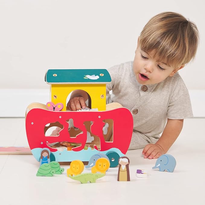 Tender Leaf Toys - Wooden Noah’s Ark Animal Shape Sorter Toy - Encourages Imaginative Play, Improves Recognition and Problem Solving Skills - 18M +