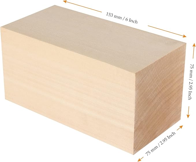 6 Pack Basswood Block, 6 x 3 x 3 Inch Basswood Carving Blocks, Large Unfinished Wooden Carving Block for Crafts Carving and Whittling