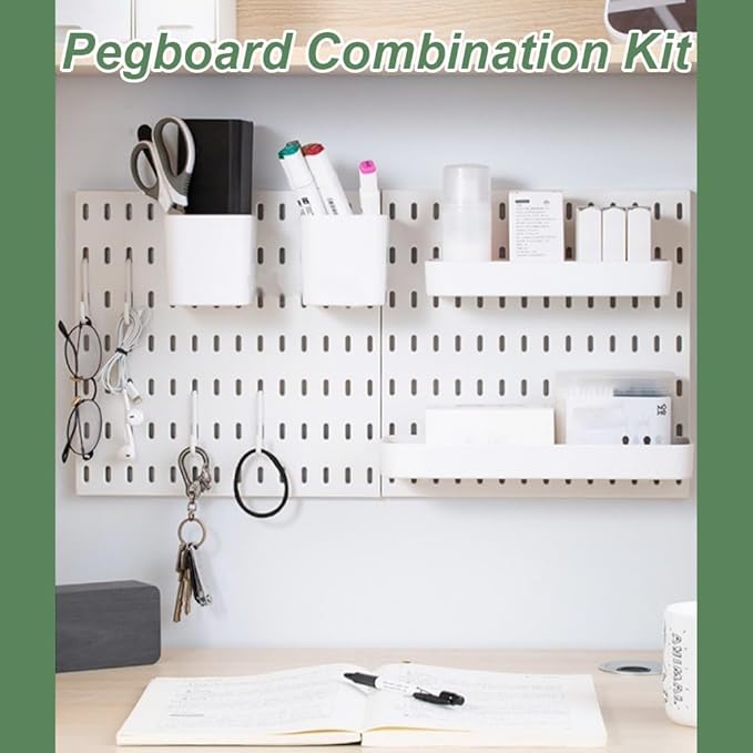 Pegboard Combination Kit Acrylic Pegboards and Accessories Modular Hanging White Wall Mount Display Board Panels for Wall Crafts Tools Organization Ornaments Display 22" x 22"