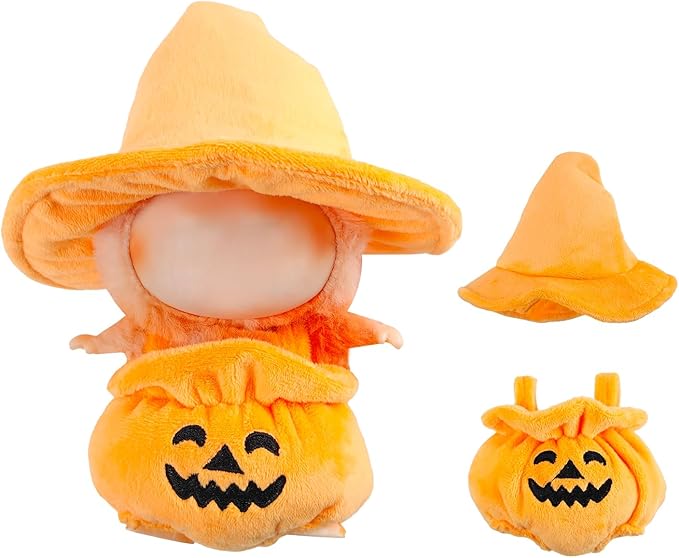 17cm Doll Clothes Set,2 Piece with Cute Pumpkin Dolls Outfits for a Spooky Halloween Dressed-Up Look, Fashion Handmade Accessories for Dolls (Doll Not Included) Halloween Pumpkin Set
