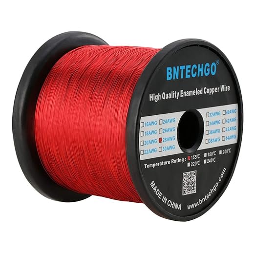 BNTECHGO 28 AWG Magnet Wire - Enameled Copper Wire - Enameled Magnet Winding Wire - 3.0 lb - 0.0122" Diameter 1 Spool Coil Red Temperature Rating 155℃ Widely Used for Transformers Inductors