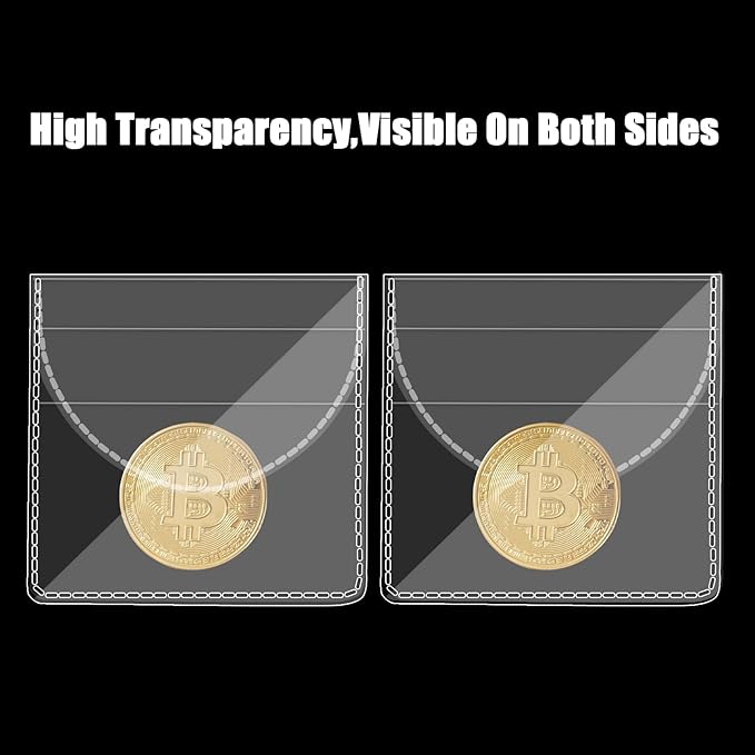 Ysglory 150Pcs Single Pocket Coin Flips Coin Sleeves Holders Clear PVC Coin Protectors Individual Plastic Coin Holders for Coin Currency Bills Collectors Protector (2.2 x 2 Inch) (Round)