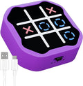 4-in-1 Rechargeable Electronic Tic Tac Toe Game – Handheld Travel Toy with Memory & Whack-a-Mole, Silent Mode, Fun for Kids & Adults, Gift for Kids Age 3+, Purple