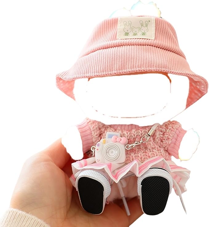 17cm Doll Clothes Set, 5 Pieces Dress Outfit Set for 6.7inch Doll Suit, Fashion Chic Hat & Clothes Accessories for 1st/2nd/3rd Gen Dolls Play & Display Pink
