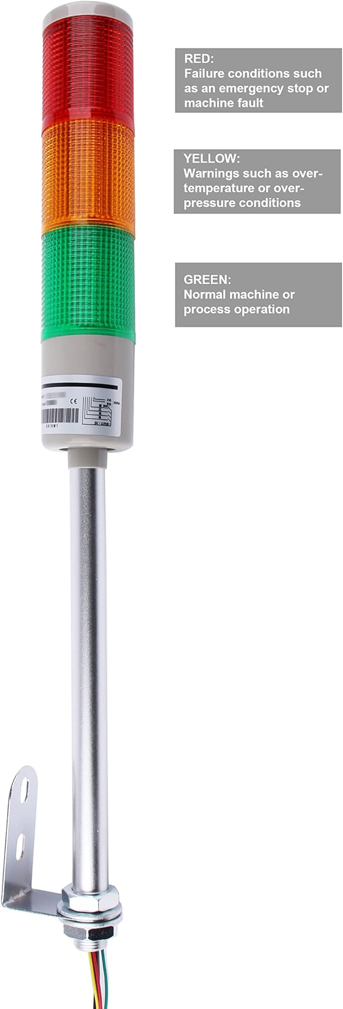 Tower Stack Lights, Industrial Warning Signal Lights Tower Lamps Column, Factory Workshop Safety RGB Signal Indicator, LED Andon Lights (110V, 3 Tiers, Without Sound)