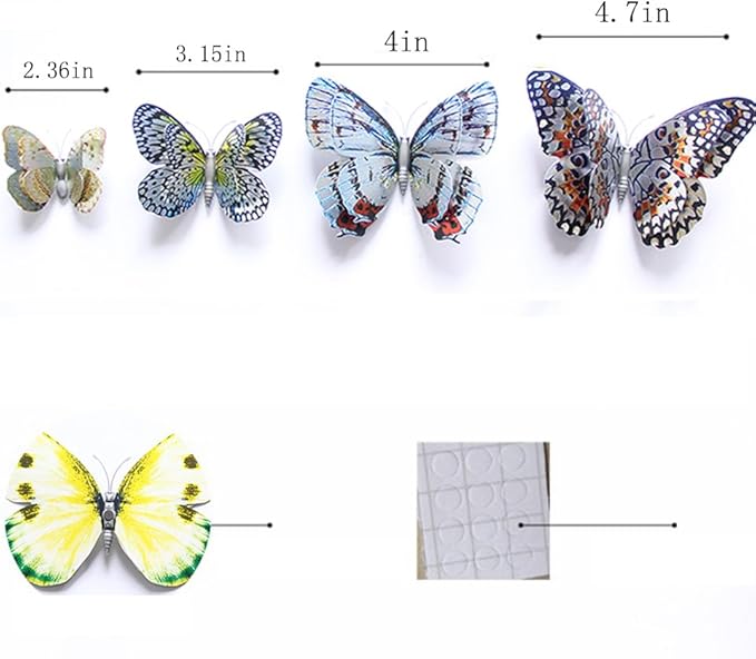 Mixed of 12PCS 3D Pink Butterfly Wall Stickers Decor Art Decorations¡­ (Silver)