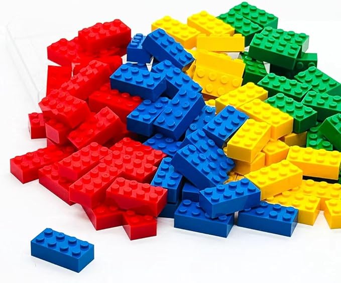 120Pieces Classic Building Bricks Blocks Toy Set 2x4 MOC Building Basic Bricks Parts and Pieces Compatible with Major Brands Construction Toys for Kids 6 yr+ (Red, Yellow, Blue, Green)