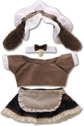 Doll Clothes for 17cm Figures, Cute Brown Maid Dress with Bunny Ear Hairband,Chocolate-Tone
