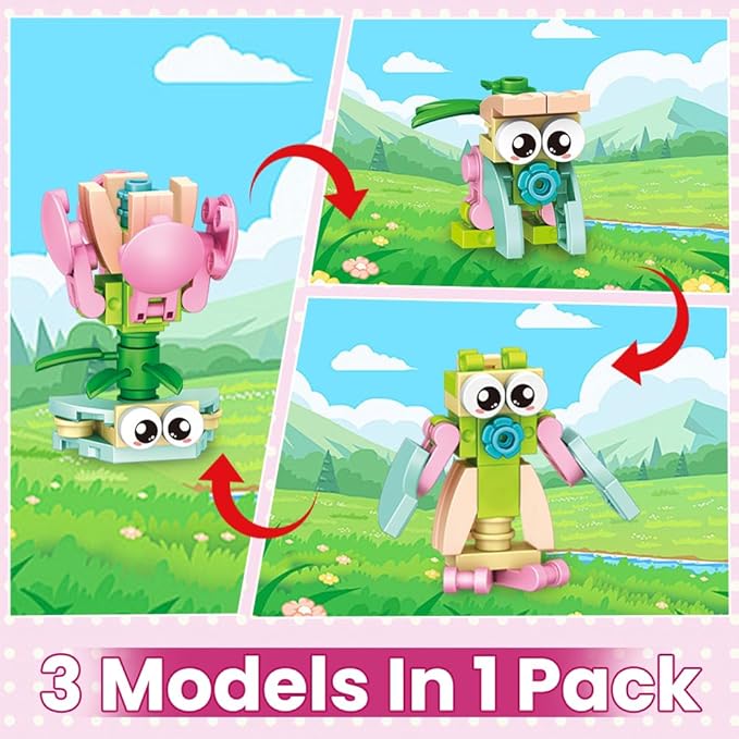36 Pack Party Favors Building Blocks for Kids,Flowers Bouquets Building Toys DIY Unique Bricks Mini Animals Toys for Boys Girls Goodie Bags Stocking Stuffers Holiday Birthday Gifts Classroom Prizes