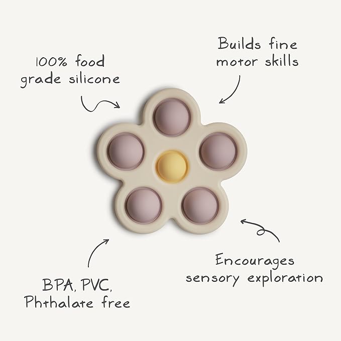 mushie Flower Press Toy (Rose/Blush/Shifting Sand)