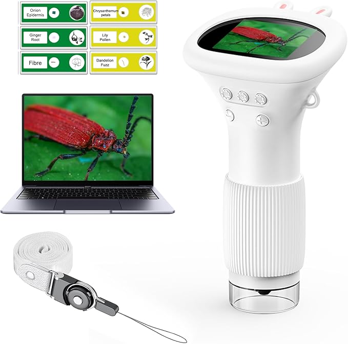 Microscope for Kids - Portable Handheld Magnifying Glass for Girls | Mini Digital Microscope for Boys Educational Science Toys | Age 3 4 5 6 7 8 9 10 11 Years Old Kids Christmas Birthday Gifts