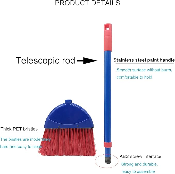 Small Broom-Indoor or Outdoor Portable Broom with Adjustable Handle, Cleaning Little Helper for Housekeeping,Office,Working Desk,Pet Nest
