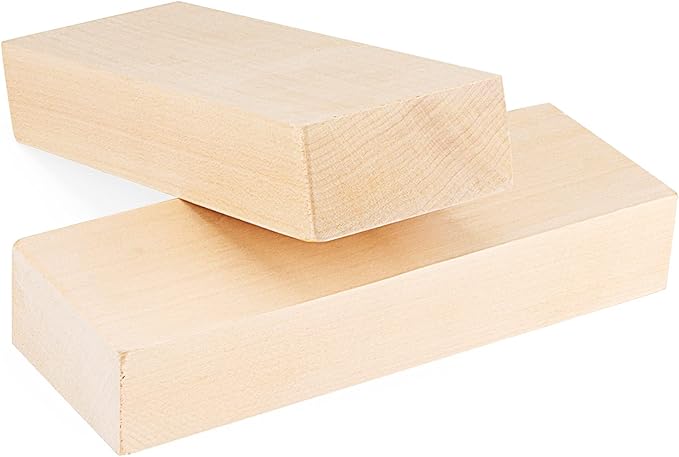 SOUJAP 2 Pack 10 x 3.5 x 1.7 Inch Basswood Carving Blocks, Unfinished Wood Blocks, Soft Solid Wood Whittling Blocks for Carving, Crafts