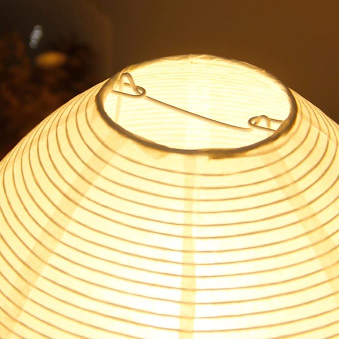 Bedside Table Lamp Paper and Chrome Standing Lamp Room Decoration Festival Lantern Light Nightstand Desk Lamp Bedroom Dresser Living Kids Room College Dorm Coffee (White, 9"x 9" x 8")