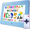 Véfaîî Digital Teaching Clock Talking Time, 24 Alarms Custom Reminders, Checklist to-Do List, Auto DST & Calendar Display, Sleep Trainer, Easy to Use for Kids Birthday Gift- Blue with Remote