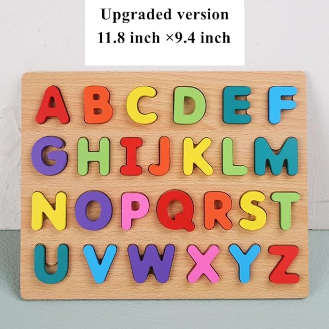 Wooden Puzzles for Toddlers, Alphabet Puzzle and Number Puzzle, Preschool Educational Learning Toys with Chunky Wood ABC Puzzle Board, for Girls Boys Kindergarten