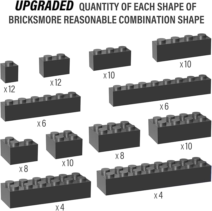 100 Piece Dark Gray Bricks Bulk, 12 Size Dark Grey Classic Building Blocks Bricks, Compatible with Lego Parts and Pieces(Color: Dark Gray)