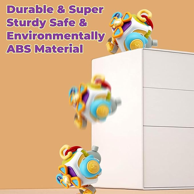 Busy Cube for Toddlers 2-3, Montessori Sensory Activities Busy Board Baby Gifts Infant Boys Girls Travel Toys Educational Learning