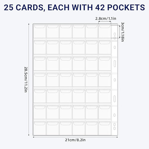 25 Sheets Coin Collection Pocket Pages for Collectors, Coin Sleeves Holder Book, 9-Holes Coin Album Collecting Binder for Coin Stamp Currency Collection Coin Stamp Currency Collection