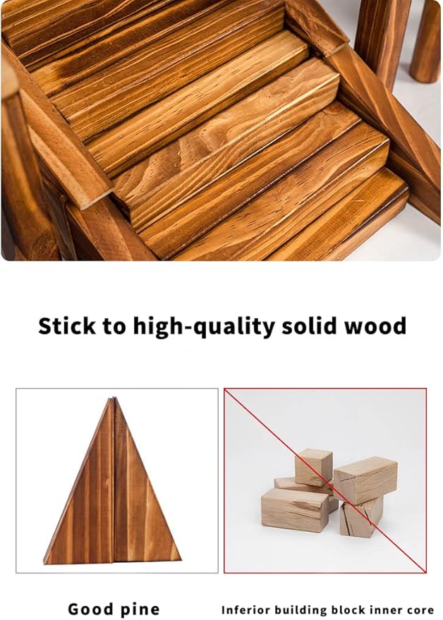 210 pcs Outdoor Large Wooden Building Blocks Set for Kids Toddlers 3-12 (35 lbs), Big Carbonized Wooden Sensory Blocks Toys, Mega Outside Building Toys for Preschool