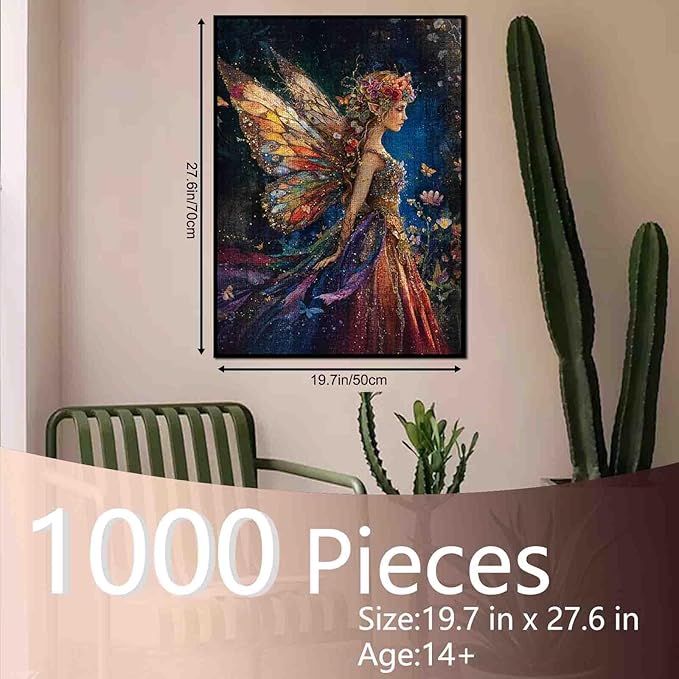 Tucocoo Colorful Romantic Fairy Jigsaw Puzzles for Adults 1000 Pieces, Beautiful Flowers Night Elf Art Jigsaw Puzzle DIY Craft Puzzles for Home Decoration Gifts, Family Puzzle Perfect for Game Nights