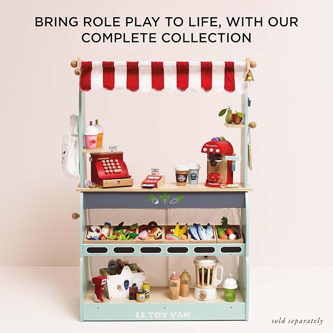 Le Toy Van - Wooden Honeybee Market Fruits '5 a Day' Crate | Fun Role Play Supermarket Pretend Play Shop Food | Great Gift for Boys Or Girls, Smoothie Fruits Crrate (TV183)