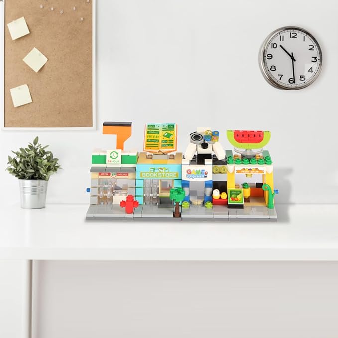 894 PCS Building Blocks City Set for Boys and Girls Ages 6-12: Build 8 Mini Shops | Creative Construction Toy Gift (Birthday Party, Stocking Stuffer, Classroom Prizes)