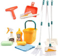 Joyfia Kids Cleaning Set 12 Piece, Toy Cleaning Set Includes Broom, Dustpan, Mop, Brush, Spray, Scraper, Bucket, Sponge and More, Pretend Play Housekeeping Kit for Toddlers Aged 3+