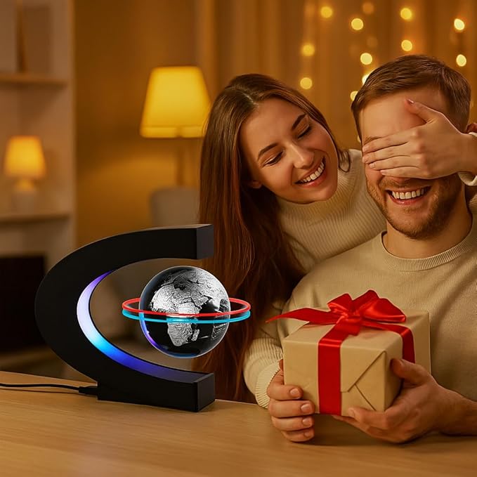 Magnetic Levitation Floating Globe with LED Light Anti Gravity Levitating World Map Office Home Bedroom Desk Gadget Decor Unique Birthday Gift for Men Kids Husband Boss