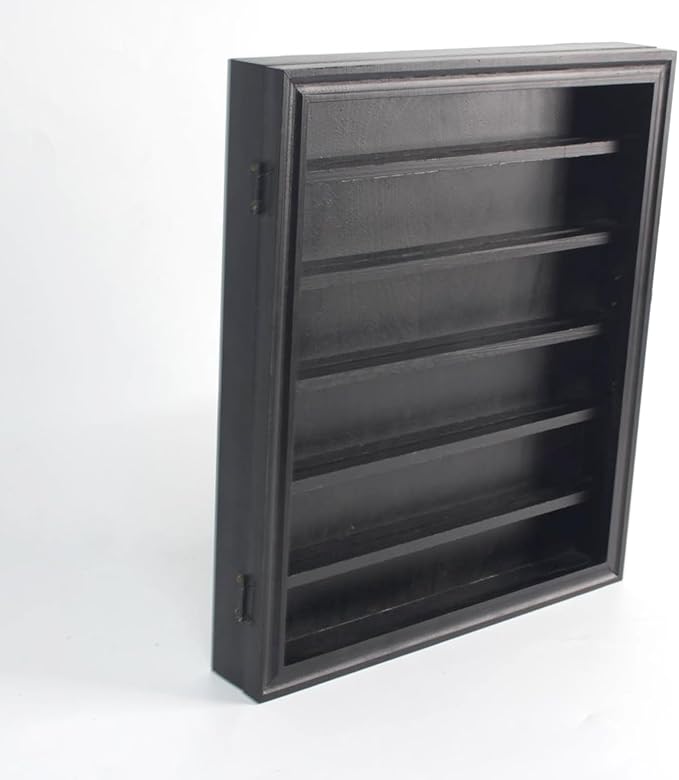 Challenge Coin Display Wall Mount, Military Coin Display Box with Removable Shelf, Poker Chip Holder, Lockable Cabinet Rack Stand