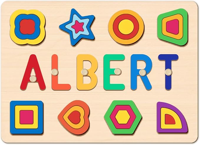 Name Puzzle for Kids Personalized, 1 Year Old Boy Gifts, Personalized Puzzles for Toddlers 1-3, Custom Name Puzzle, Montessori Toys for 1-3 Years Old(Shape)