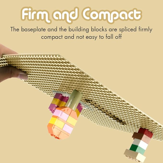 Lekebaby Classic Baseplates Building Base for Building Bricks 100% Compatible with Major Brands-Baseplate 10" x 10", Pack of 6 (Sand Color)